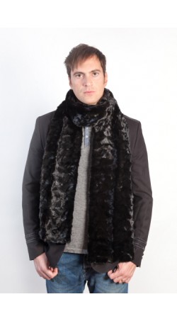 Black mink fur stole scarf - unisex